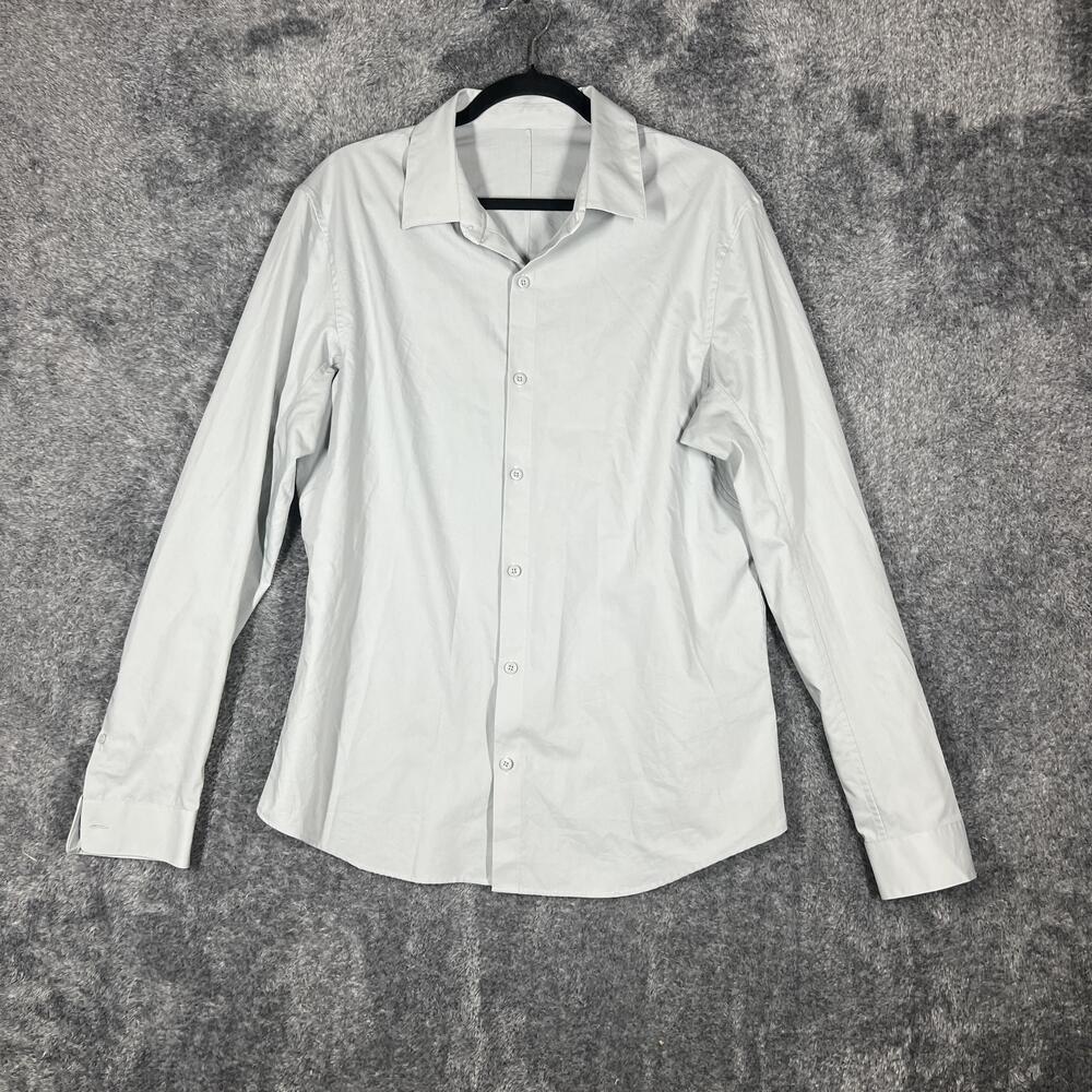 Lululemon Shirt Mens M Gray Long Sleeve Button Up Cotton Blend Slim Collared